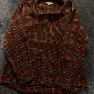 Men's Burnt orange Plaid Flannel Shirt
